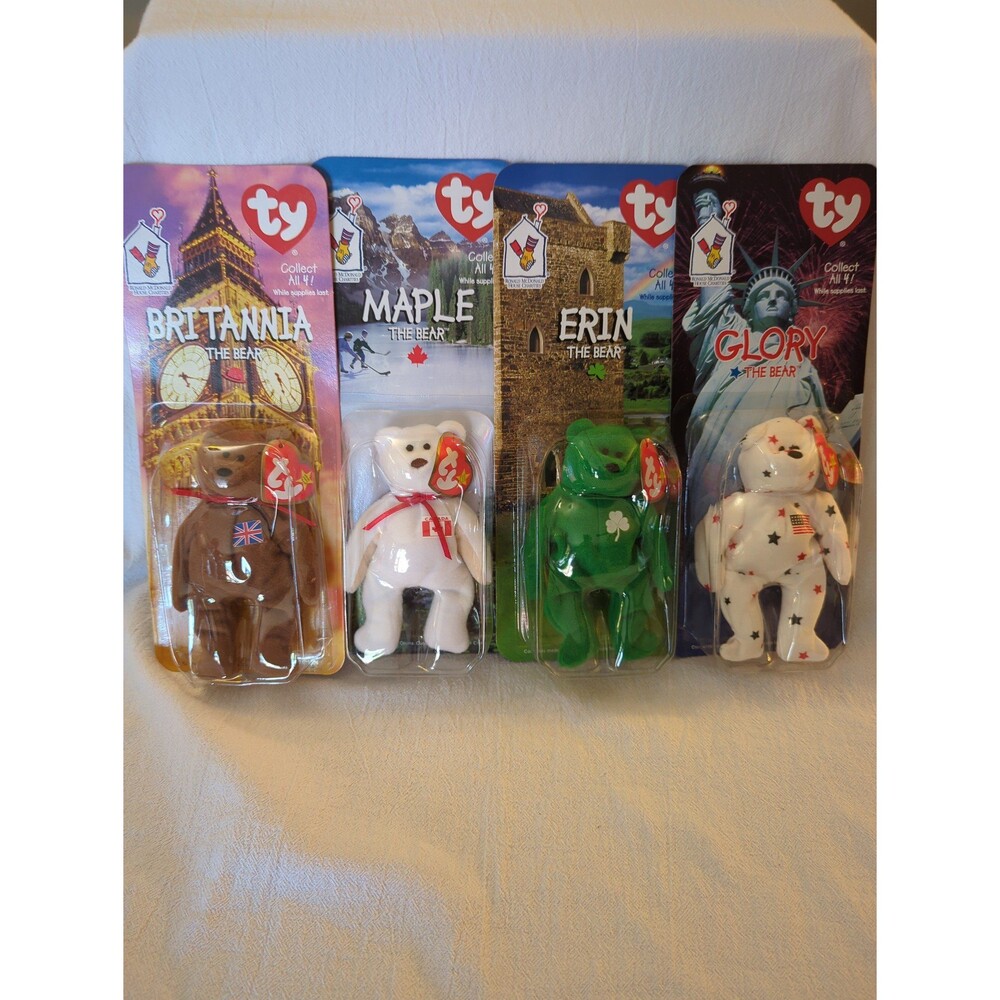 Vintage 1999 ty McDonald's Teenie Beanie International Bears Set of 4